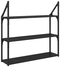 vidaXL Falpolc polcokkal Fekete tölgy 80 x 21 x 78,5 cm Faanyag