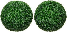 HOMCOM 2 db Műboxwood Topiary Golyo Ø50cm, Dekoratív Beltéri és Kültéri Műnövények, Zöld | Aosom