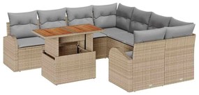 vidaXL Kerti Kanapé Szett párnával 9 pcs bézs és világosszürke