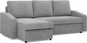 Zeus sarokkanapé, 2 ágyneműtartóval, döntött kartámasz, kordbársony, univerzális oldal, bonell töltet, szürke