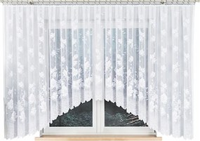 Kész függöny konyhai függöny levélmintás fehér 500x160cm Karácsony