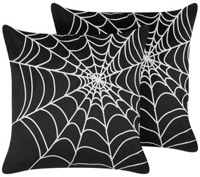 Fekete És Fehér Pókháló Mintás Díszpárna Kétdarabos Szettben 45 x 45 cm LYCORIS Beliani