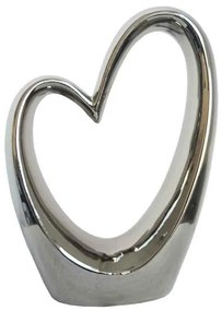 Szív kerámia ezüst dísz, 17,5 x 24,5 cm