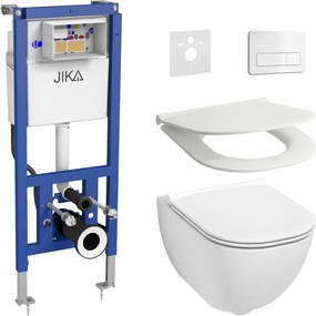 Falra szerelhető WC + MIO WC-ülőke + DUAL nyomólap + falba építhető modul + alátét