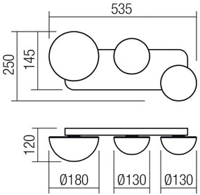 Redo 01-4329 - LED fali lámpa LUMIEN 3xLED/18W/230V 2700/3000K aranyszínű