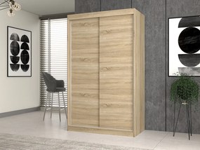 MIX IGA 160 tolóajtós gardróbszekrény, díszcsíkozott, 61x160x200 cm, antracit-tölgy