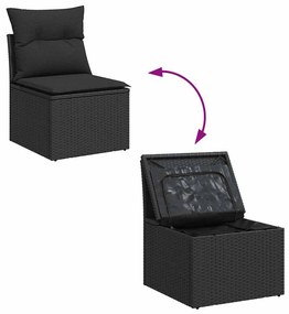 Kerti Kanapé Szett 10 pcs Fekete 90 x 55 x 71 cm Poli rattan