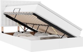 vidaXL Tárolós Ágy matracmal tárolóval Tiszta Fehér 140 x 200 cm Műbőr