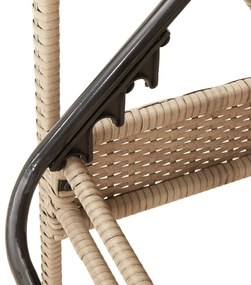 bézs polyrattan napozóágy párnával 63x200x81 cm