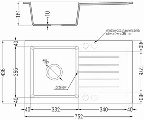 Mexen Pablo, gránit mosogató 752x436x161 mm, 1 kamrás és Aster mosogató csaptelep, bézs, 510-69-73450-57-G