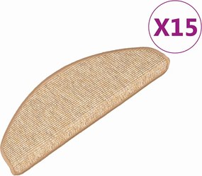 vidaXL 15 db világosbarna, félkör alakú, nagy lépcsőszőnyeg 65 x 21 x 4 cm