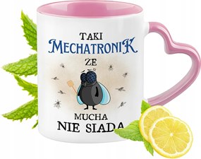 Mechatronika Bögre Rózsaszín Szív Alakú Füllel Kávé Ajándék