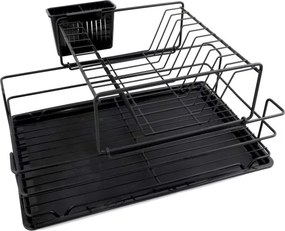 Edényszárító, csepegtető tálca, fekete, 47 x 32 cm