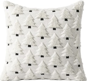 Dekoratív párnahuzat 45x45 fehér karácsonyfa fatörzs 3D kanapéra Jancsi