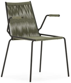 Zöld fém karfás-rakásolható étkezőszék szett 2 db-os Emily – Marckeric