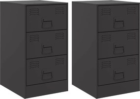 vidaXL 2 db fekete acél éjjeliszekrény 34,5x39x62 cm