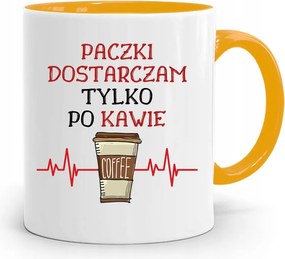 Sárga Bögre Futárnak Csak Kávé Után Ajándék fényképes nyomattal