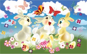 Fotótapéta flizelina Húsvéti nyuszik a gyerekszobába 300x210 +ragasztó