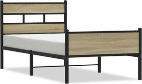 vidaXL sonoma tölgy színű szerelt fa ágykeret matrac nélkül 107x200 cm