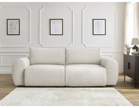 Krémszínű kordbársony kinyitható kanapé 257 cm Lucien – Bobochic Paris