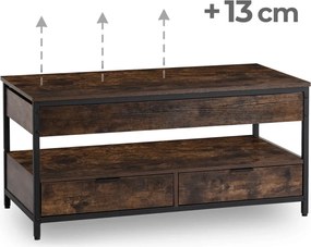 Kihúzható dohányzóasztal 100 cm méretben, rusztikus tölgy/fekete színben LUCA