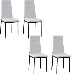 HOMCOM 4 db Vászon Kárpitozott Étkezőszék Modern Konyhai Szék Magas Háttámlával és Fém Lábbal 120 kg Teherbírás 41x50x97 cm Fehér | Aosom