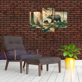 Kép - Medvék az erdőben (90x60 cm)