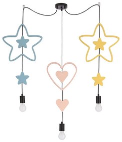 Gyermek csillár kábellel TRIO 3xE27/20W/230V kék/rózsaszín/sárga