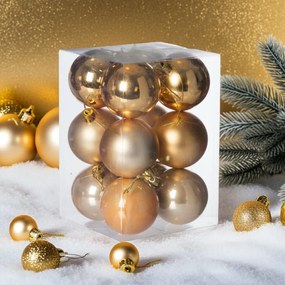 Mézsárga műanyag karácsonyi gömb szett 12x6cm