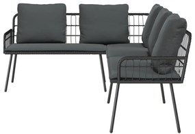 L-alakú kanapé Fekete 231x173x78 cm Polirattan