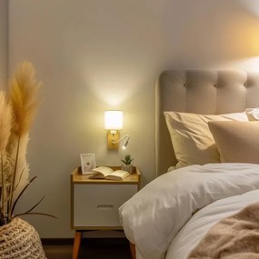 Brilagi - LED Rugalmas fali lámpa NUBILA WOOD 1xE27/25W/230V + LED/3W tölgy/fehér/krémes