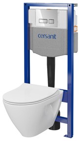 Cersanit Mille, System50 MECH süllyesztett keret + Mille Plus CleanOn fali WC csésze + MOVI II króm gomb, S701-752