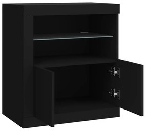 fekete tálalószekrény LED-világítással 60,5 x 37 x 67 cm