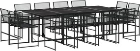 vidaXL 13 részes fekete polyrattan kerti étkezőgarnitúra