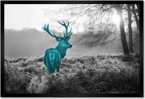 Poszter keretben 60x40 Türkiz szarvas agancsokkal