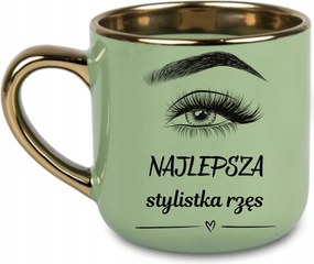 Elegáns bögre "Legjobb szempilla stylist" Ajándék tökéletes 400 Zöld