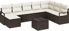 vidaXL Kanapé Szett párnával 9 pcs Barna polirattan