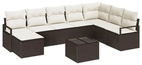 vidaXL Kanapé Szett párnával 9 pcs Barna polirattan