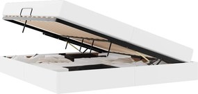 vidaXL Ágy tárolóval és matraccal matracmal tárolóval 2 pcs Fehér Bőr