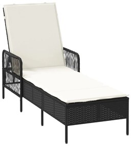 napozóágy Fekete és krém szín PE Rattan 157 x 55 x 92 cm