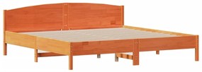 barna tömör fenyőfa könyvespolcos ágy matrac nélkül 180 x 200cm