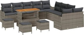 vidaXL Kerti Kanapé Szett 14 pcs Szürke polirattan