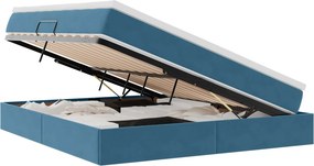 vidaXL Ágy tárolóval és matraccal Sötét kék 180 x 200 cm Bársony