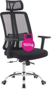 Irodai szék, fekete/króm, teherbírás 150 kg, DUVAL