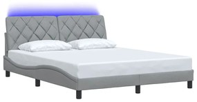 világosszürke szövet ágykeret LED-es matrac nélkül 160 x 200 cm