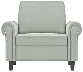 világosszürke bársony kanapéfotel 60 cm