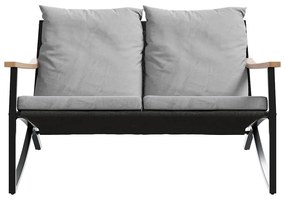 fekete acél kerti pad párnákkal 120 cm