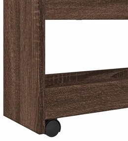 4 szintes barna tölgy színű szerelt fa keskeny tárolókocsi