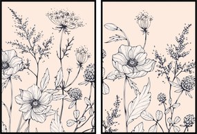 Poszterek diptikus 2db 21x30cm A4 Virågok grafika növények poszter a nappaliba