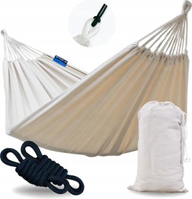 Kerti függőágy 1os Roma 200x120 krém ekrü zsinórokkal és huzattal Potenza